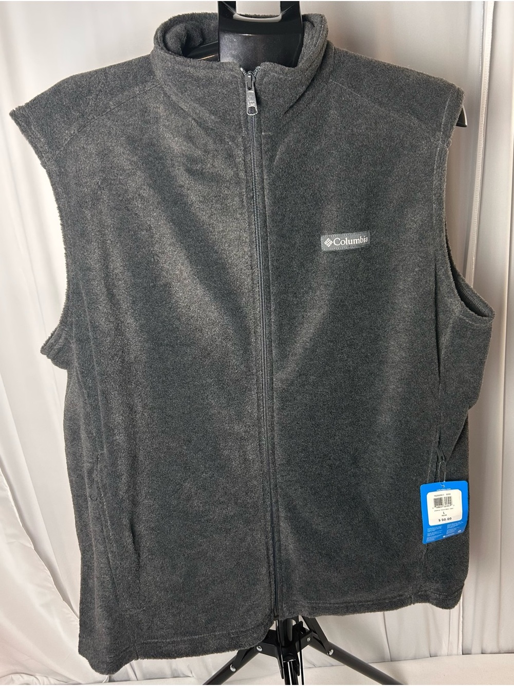 Columbia Men's Charcoal Gray Full-Zip Fleece Vest